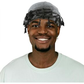 Turban for Men and Women Vintage Elastic Twisted Durags Satin Lined Head Wraps Dark Grey