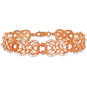 Hoops & Loops Two-Tone Yellow or Rose Gold Flashed Sterling Silver Celtic Knot Diamond-Cut Link Bracelet