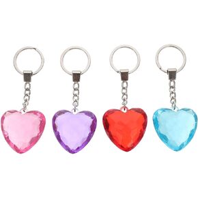 Amosfun 4Pcs key chain valentines keychain Heart Shape Key Holder crystal heart keychain gift for couples keychain heart key Hanging heart key pendant decoration bag lovers bags Acrylic