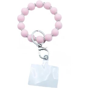 Phone Wrist Strap Wristlet Bracelet Keychain Silicone Beads with Cell Phone Patchs for Women Girls
