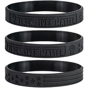 Sainstone Black Lives Matter Silicone Bracelets - #BLM Movement for Freedom, Liberation and Justice Motivational Rubber Wristbands - Support Black Imagination & Innovation Gifts for Men Women