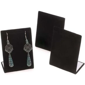 6 Pieces Black Velvet Leaning Earring Stands/Jewelry Displays 3.5 Inches Tall (Black Velour, 6)
