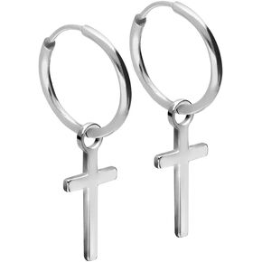 Surgical steel hoop earrings CROSS