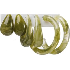 Colorful C Acrylic Earrings,Resin C Shape Hoop Earrings Boho Resin Hoops Earrings for Women Girls Chunky Acrylic Twisted Earring Packs Sets Party Vacation Jewelry