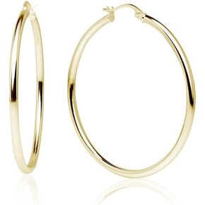 Gold Hoop Earrings for Women Girls - Flashed Sterling Silver High Shiny Round Click-Top Hoop Earrings - Tarnish Free - Nickle Free