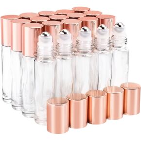10ml(1/3oz) Glass Roller Bottles 20 Packs Essential Oil Roller Bottles Glass Roll On Bottles For Essential Oils Perfume Aromatherapy With Stainless Steel Roller Balls