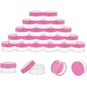 10 Gram 20 Count Sample Containers, Small Plastic Containers with Lids, Empty Sample Jars with Labels and Mini Disposable Spatulas(Clear Lid)