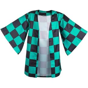 Anime Cosplay Costume for Tanjiro Kimono Jacket Thin Casual of Adults Cloak Green S-M (S)