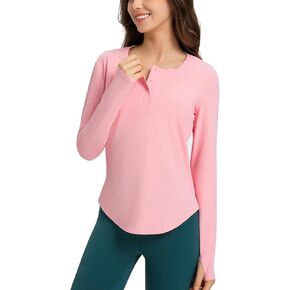 altiland Ribbed Long Sleeve Workout Shirts for Women, Buttery Soft Running Gym Athletic Yoga Tops with Thumb Holes