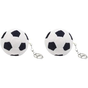 LUOZZY 2 Pcs Plush Soccer Ball Keychain Stuffed Football Keychain Backpack Keychain for Boys