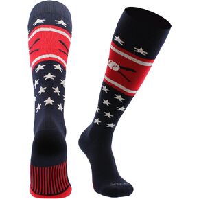 TCK Patriotic USA Baseball Socks with Baseball Bats Logo