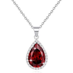 Diamond Teardrop Pendant Necklaces for Women Crystals Birthstone Costume Jewelry Gifts for Women，Gold Plated 17.92 + 1.97 inch Chain