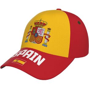 Spain Flag Cool Spanish Baseball Cap 3D Full Print Adult Unisex Adjustable Hat Soccer Patriotic Caps