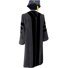 Unisex Classic Doctoral Graduation Gown with 4, 6 or 8 Sided Academic Tam