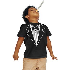 Kids Funny Tuxedo T-Shirt Black