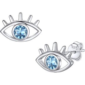 Bestyle 925 الفضة الاسترليني قلادة عين الشر للنساء، تم إنشاء قلادة جوهرة الميلاد الرائعة لمدة 12 شهرًا قلادة زركونيا مكعبة أنيقة، قلادة عيون بوهو تميمة مجوهرات قلادة in Kuwait