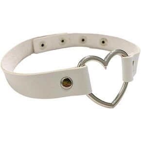 Pingyongchang PU Leather Heart Choker Necklace for Women Punk PU Gothic Adjustable Chain Collar Necklace Soft Collar Chain for Women Girls Gifts Jewelry