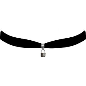 Victorian Vault Black Velvet Lock Padlock Choker Steampunk Gothic Jewelry Pendant Necklace