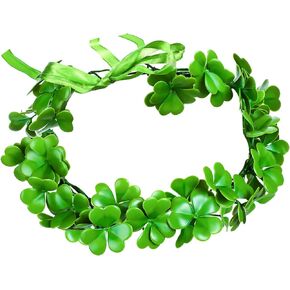 2 Pieces St. Patrick's Day Irish Shamrock Headbands Flower Crown Clover Headband St. Patrick's Day Accessories Green Garland Clover Garland Party Accessories Fairy Accessories for Women Men and Girls