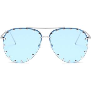 Rimless Studded Aviator Sunglasses