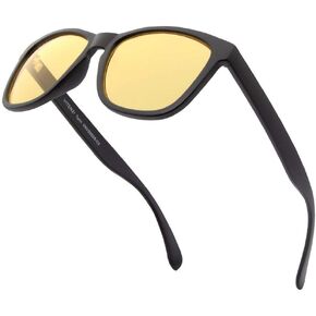 VITENZI Night Vision Glasses for Men and Women Anti Glare Safety for Night Day Driving HD Yellow Tinted Sunglasses Turin