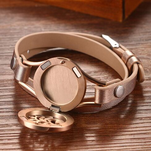 Cupimatch Essential Oil Diffuser Bracelet Wristband, Stainless Steel Aromatherapy Locket Bracelets Adjustable Leather Band with 10 Color Pads Jewelry Gift Set for Girls Women in Saudi Arabia
