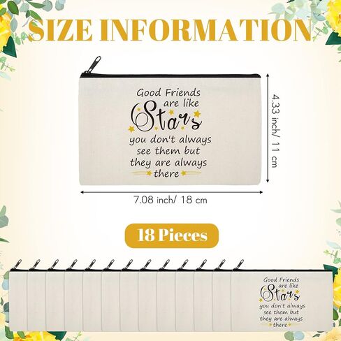 18 Pieces Friendship Gifts for Women Good Friends Are Like Stars Cosmetic Bags Birthday Christmas Gifts for Friends Roommate, BFF, Female, Lady, Travel Toiletry Organizer Makeup Pouch with Zipper in Saudi Arabia
