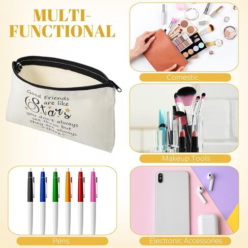 18 Pieces Friendship Gifts for Women Good Friends Are Like Stars Cosmetic Bags Birthday Christmas Gifts for Friends Roommate, BFF, Female, Lady, Travel Toiletry Organizer Makeup Pouch with Zipper in Saudi Arabia