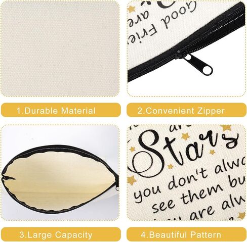 18 Pieces Friendship Gifts for Women Good Friends Are Like Stars Cosmetic Bags Birthday Christmas Gifts for Friends Roommate, BFF, Female, Lady, Travel Toiletry Organizer Makeup Pouch with Zipper in Saudi Arabia