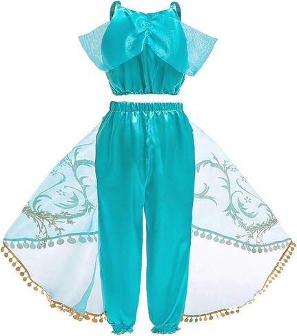 Jurebecia Princess Costume for Girls Halloween Dress up Fancy Birthday Theme Party Role Play Outfit Blue in Kuwait