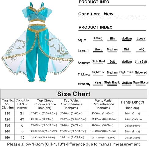 Jurebecia Princess Costume for Girls Halloween Dress up Fancy Birthday Theme Party Role Play Outfit Blue in Kuwait