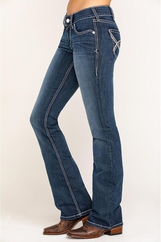 ARIAT Women's R.e.a.l. Mid Rise Arrow Fit Stretch Shayla Boot Cut Jean in Saudi Arabia