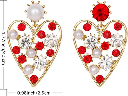 لطيف القلب اللؤلؤ كريستال قطرة استرخى ترصيع الأقراط بوهو حجر الراين أقراط بيان مجوهرات هدايا للنساء الفتيات in Kuwait