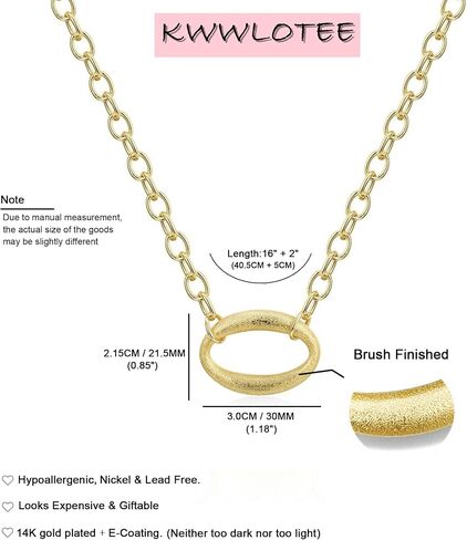 Big Oval Pendant Necklace for Women Trendy Brush Finished Matte Gold Pendant Choker Necklace 16 + 2 Inches Adjustable Length Necklace Jewelry Gift in Saudi Arabia