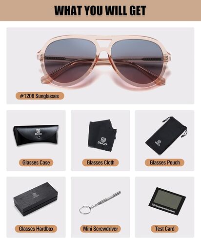 DUCO Retro Aviator Polarized Sunglasses Women Men Vintage Double Bridge Sun Glasses Classic Shades DC1208 in Saudi Arabia