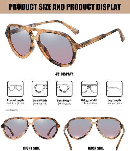 DUCO Retro Aviator Polarized Sunglasses Women Men Vintage Double Bridge Sun Glasses Classic Shades DC1208 in Saudi Arabia