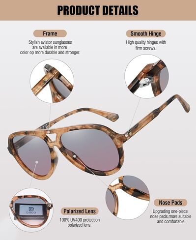 DUCO Retro Aviator Polarized Sunglasses Women Men Vintage Double Bridge Sun Glasses Classic Shades DC1208 in Saudi Arabia