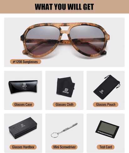 DUCO Retro Aviator Polarized Sunglasses Women Men Vintage Double Bridge Sun Glasses Classic Shades DC1208 in Saudi Arabia