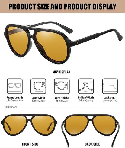 DUCO Retro Aviator Polarized Sunglasses Women Men Vintage Double Bridge Sun Glasses Classic Shades DC1208 in Saudi Arabia