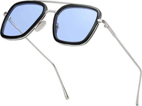 Tony Stark Sunglasses Vintage Square Metal Frame for Men Women -Iron Man and Spider-Man Vintage Sun Glasses in Saudi Arabia
