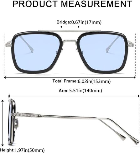 Tony Stark Sunglasses Vintage Square Metal Frame for Men Women -Iron Man and Spider-Man Vintage Sun Glasses in Saudi Arabia