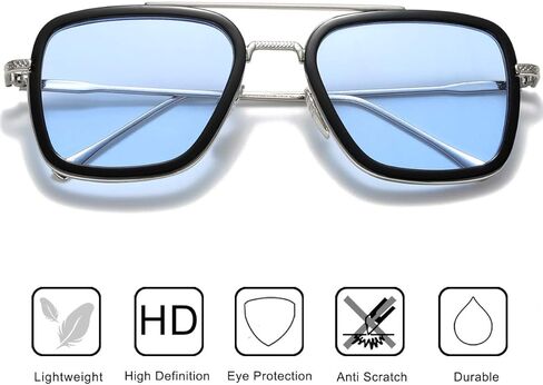 Tony Stark Sunglasses Vintage Square Metal Frame for Men Women -Iron Man and Spider-Man Vintage Sun Glasses in Saudi Arabia