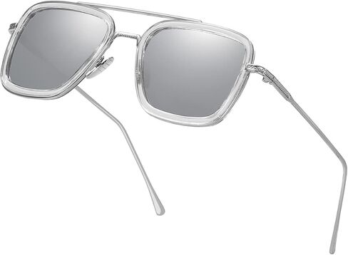 Tony Stark Sunglasses Vintage Square Metal Frame for Men Women -Iron Man and Spider-Man Vintage Sun Glasses in Saudi Arabia