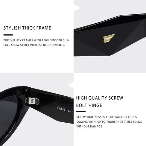 VANLINKER Trendy Small Polarized Cat Eye Sunglasses for Women Thick Oval Shades VL9777 in Saudi Arabia