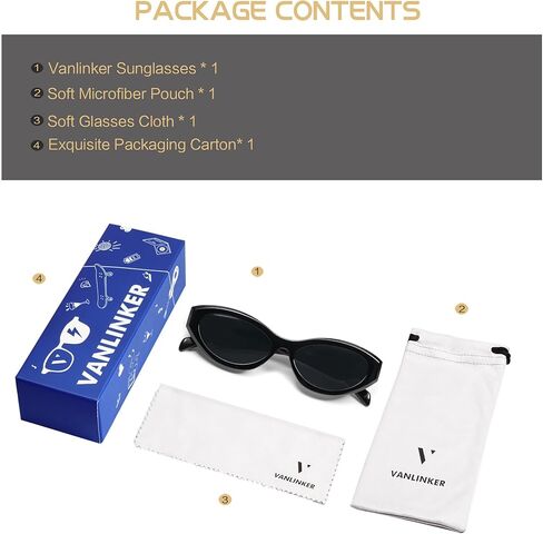 VANLINKER Trendy Small Polarized Cat Eye Sunglasses for Women Thick Oval Shades VL9777 in Saudi Arabia