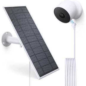 Solar Panel for Google Nest Camera, Compatible with Google Nest Cam Outdoor or Indoor, Battery - 5W Solar Power with 13.1Ft Fast Charging Cable, IP65 Waterproof - Made for Google Nest