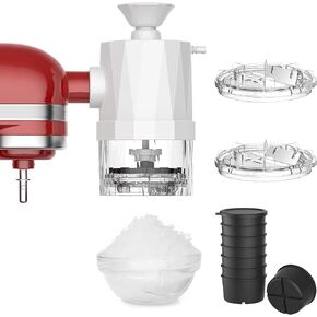 Cofun Shaved Ice Attachment for KitchenAid Stand Mixer, Snow Cone Machine for KitchenAid Make Fluffy & Light Shave Ice for Stand Mixers, 8 Molds, 2 Blades