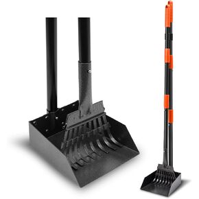 SZHLUX Pooper Scooper, Durable Dog Pooper Scooper Tray and Rake Set with Adjustable Stainless Steel Long Handle for Large Medium Small Dogs