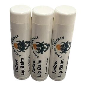 Dr. Dave's Primal Essence Moisturizing Tallow Lip Balm | Hydrating, Soothing Grass-Fed Beef Tallow, Organic Coconut Oil and Beeswax | Long Lasting, Eliminates Dry, Chapped Lips (Sweet Orange, 3-Pack)
