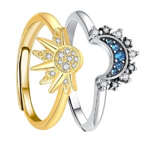 Sun and Moon Ring Set Stackable Rings for Women,Adjustable Celestial Jewelry Anillos Para Mujer Matching Rings as Friendship Best Friend Gifts,Graduation Gifts for Girls,Mothers Day Gifts for Daughter